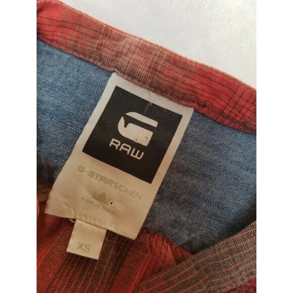 G-Star Raw Denim Womens Split Neck Button Down Plaid Shirt XS Roll-Tab Sleeve - Picture 2 of 9